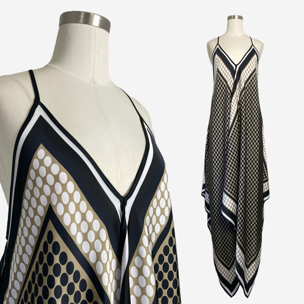Michael Michael Kors NWT geometric polka dot caftan handkerchief midi dress L/XL